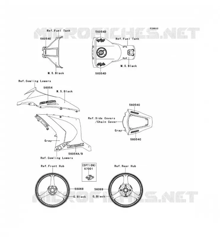 STICKER(GRAY) Kawasaki MOTOS 1000 2012 NINJA ZX-10R  ZX1000JCF