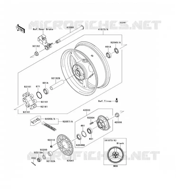 ROUE ARRI&Egrave;RE/CHAINE Kawasaki MOTOS 1000 2011 NINJA ZX-10R ABS  ZX1000KBF