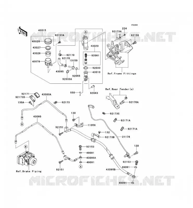 MAITRE CYLINDRE ARRI&Egrave;RE Kawasaki MOTOS 1000 2011 NINJA ZX-10R ABS  ZX1000KBF
