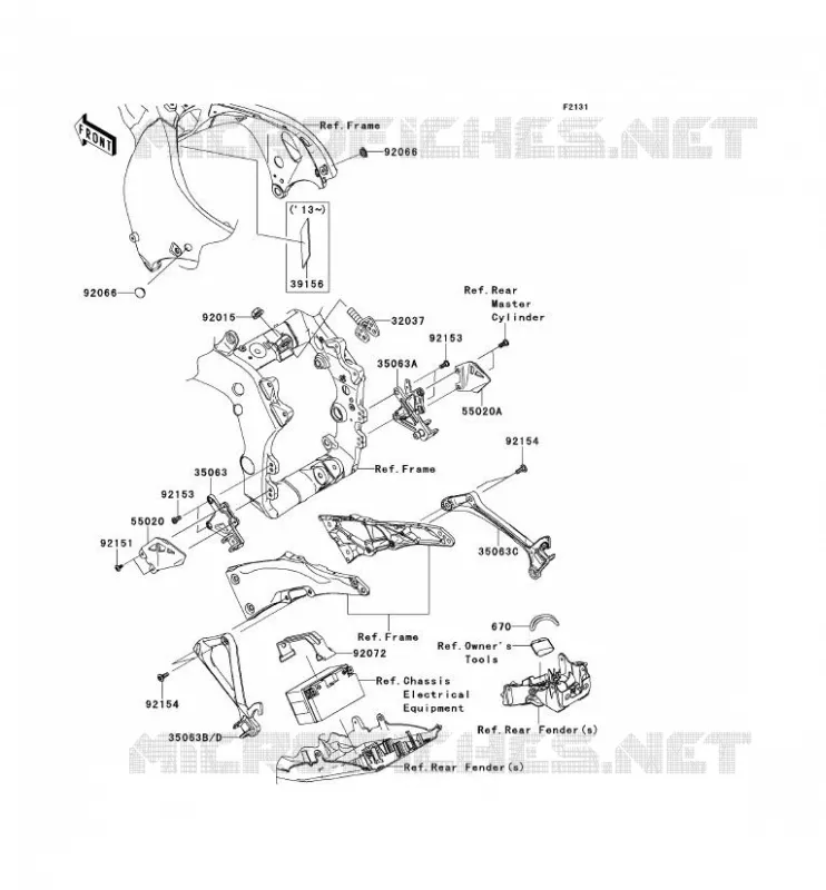 PIECE DE CADRE (COUVERTURE) Kawasaki MOTOS 1000 2013 NINJA ZX-10R ABS  ZX1000KDF