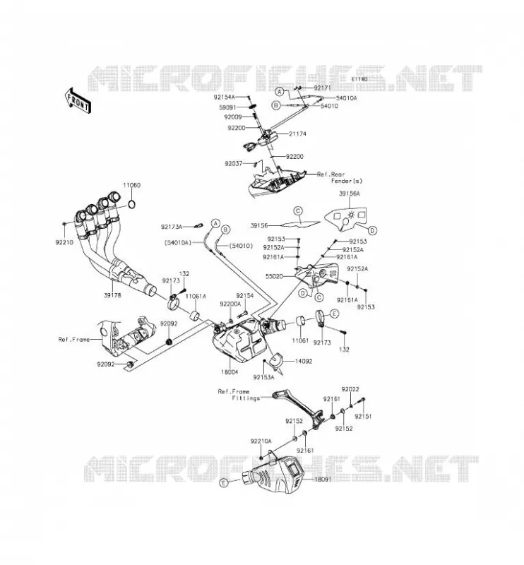 &Eacute;CHAPPEMENT Kawasaki MOTOS 1000 2015 NINJA ZX-10R ABS  ZX1000KFFA