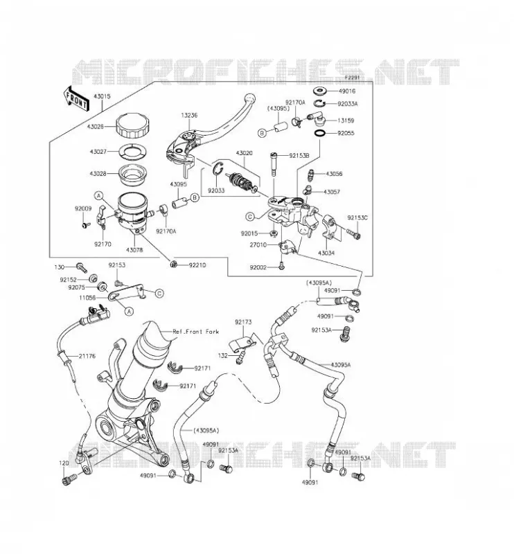MAITRE CYLINDRE AV Kawasaki MOTOS 1000 2014 Z1000SX  ZX1000LEF