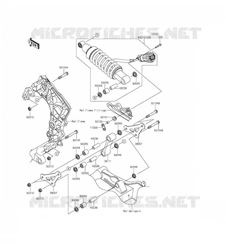 SUSPENSION/AMORTISSEUR Kawasaki MOTOS 1000 2014 Z1000SX  ZX1000LEF