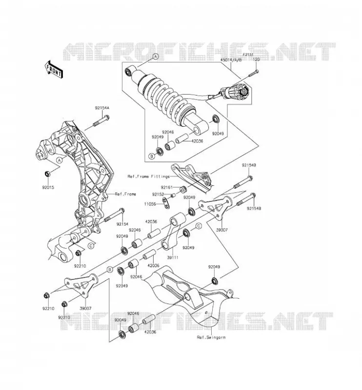 SUSPENSION/AMORTISSEUR Kawasaki MOTOS 1000 2014 Z1000SX  ZX1000LEF