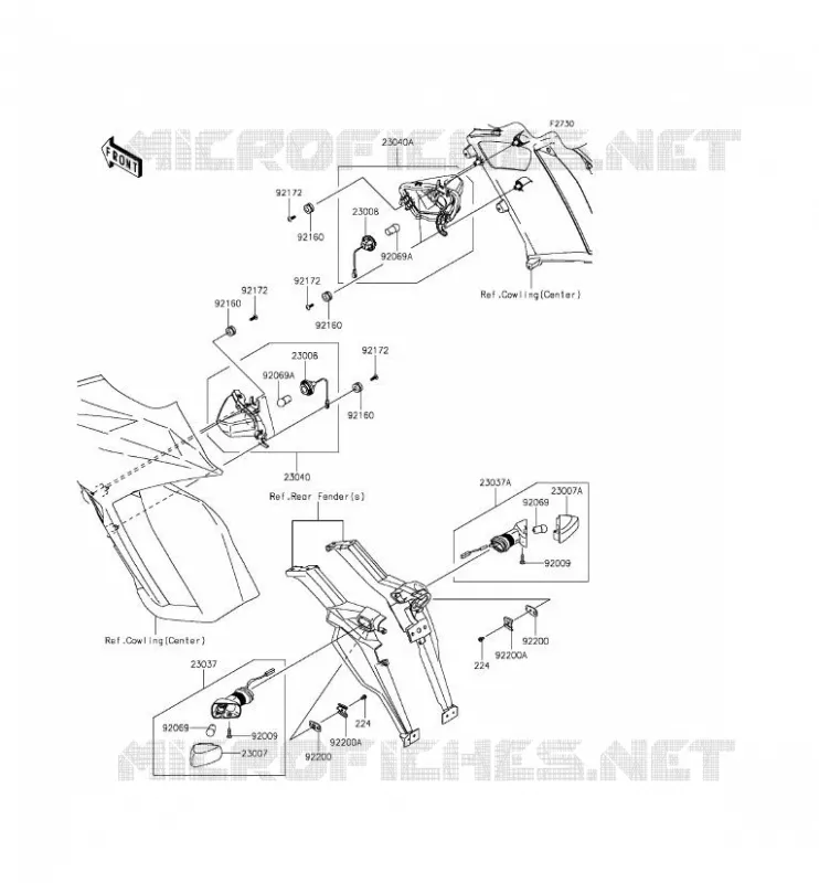 CLIGNOTANTS Kawasaki MOTOS 1000 2015 Z1000SX  ZX1000LFF