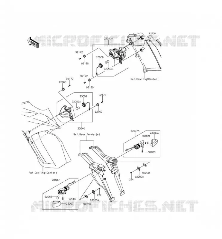 CLIGNOTANTS Kawasaki MOTOS 1000 2014 Z1000SX ABS  ZX1000MEF