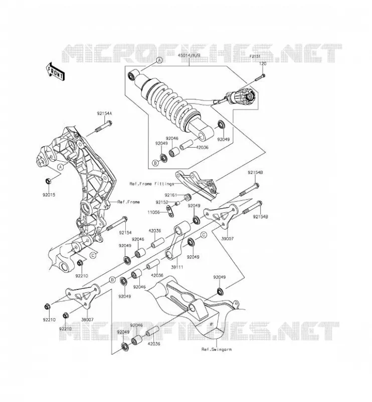 SUSPENSION/AMORTISSEUR Kawasaki MOTOS 1000 2014 Z1000SX ABS  ZX1000MEF