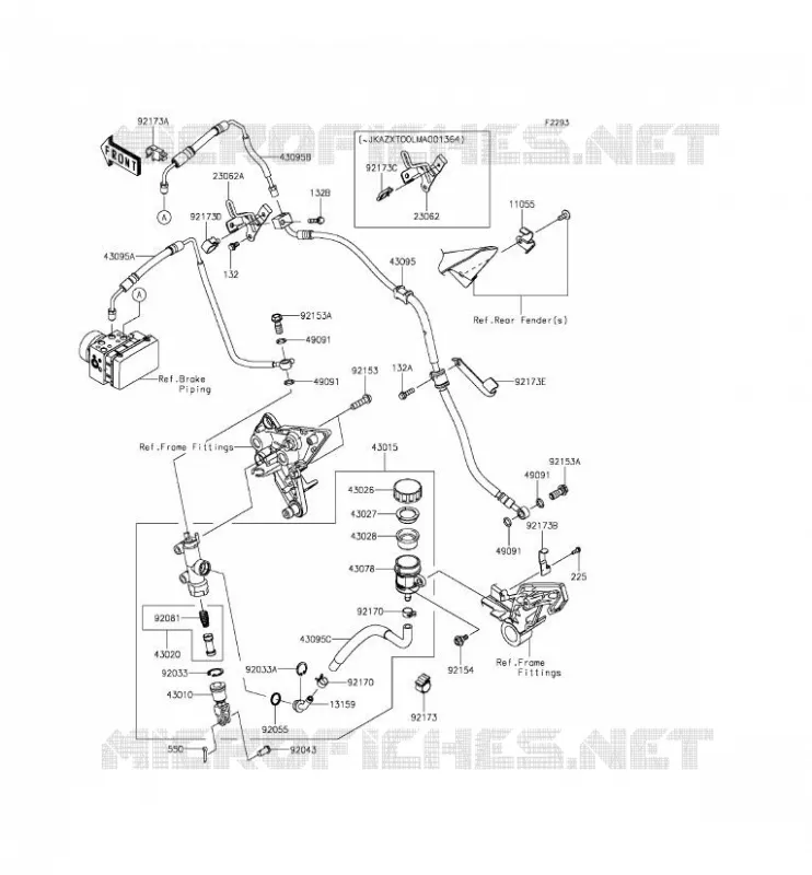 MAITRE CYLINDRE ARRI&Egrave;RE Kawasaki MOTOS 1000 2014 Z1000SX ABS  ZX1000MEF