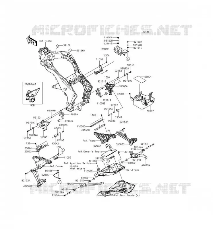 PIECE DE CADRE (COUVERTURE) Kawasaki MOTOS 1000 2015 Z1000SX ABS  ZX1000MFF