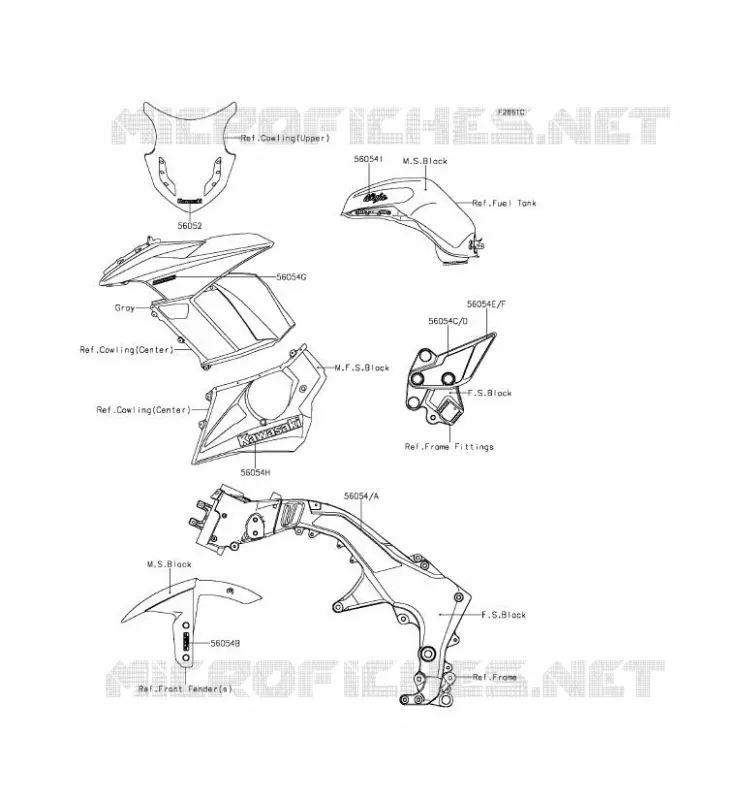 STICKER(GRAY) Kawasaki MOTOS 1000 2015 Z1000SX ABS  ZX1000MFF