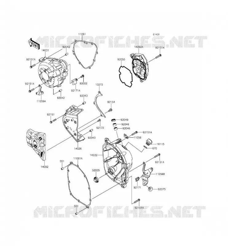 COUVERCLES MOTEUR Kawasaki MOTOS 1000 2015 Z1000SX ABS  ZX1000MFF