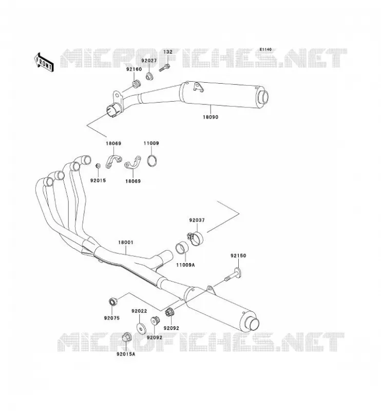 &Eacute;CHAPPEMENT Kawasaki MOTOS 1100 1994 ZZR1100  ZX1100-D2