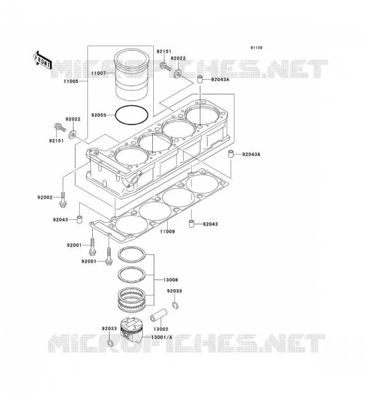 CYLINDRE/PISTON Kawasaki MOTOS 1100 1996 GPZ1100  ZX1100-E2