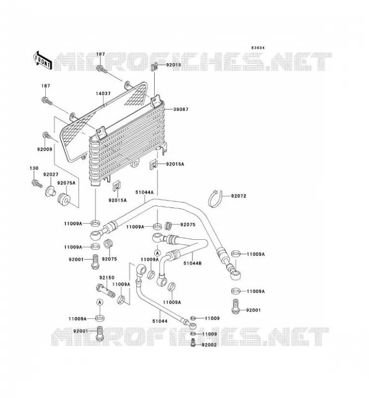 RADIATEUR D'HUILE Kawasaki MOTOS 1100 1996 GPZ1100 ABS  ZX1100-F1