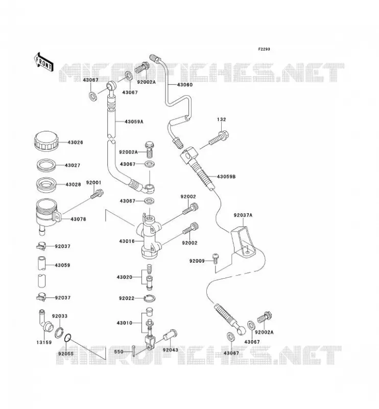 MAITRE CYLINDRE ARRI&Egrave;RE Kawasaki MOTOS 1100 1996 GPZ1100 ABS  ZX1100-F1