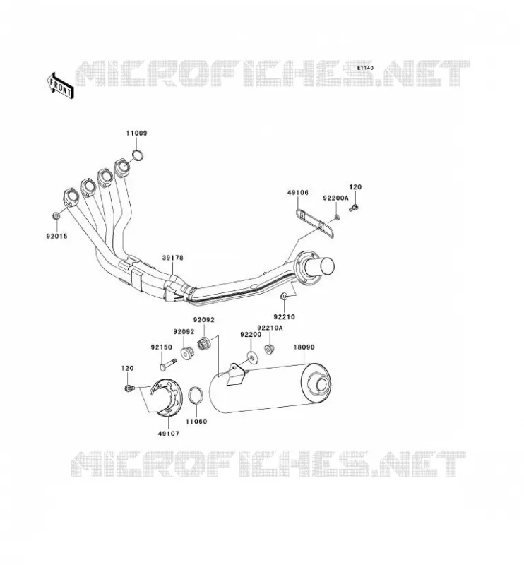 &Eacute;CHAPPEMENT Kawasaki MOTOS 1200 2000 NINJA ZX-12R  ZX1200-A1