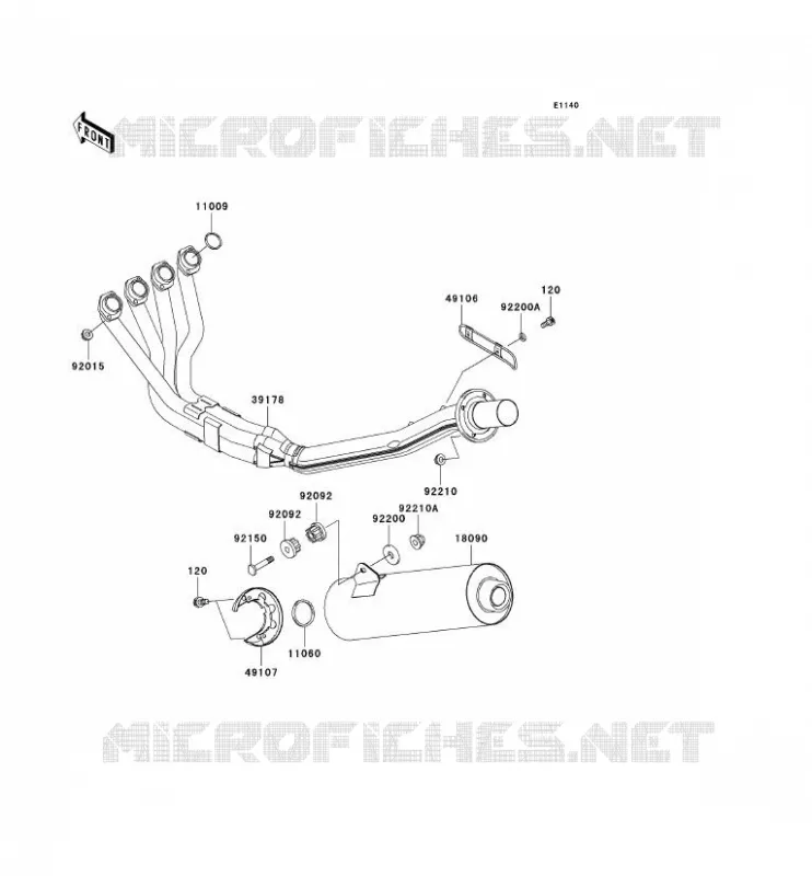 &Eacute;CHAPPEMENT Kawasaki MOTOS 1200 2000 NINJA ZX-12R  ZX1200-A1H