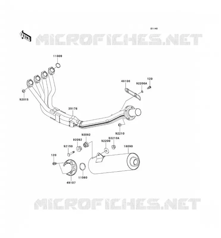 &Eacute;CHAPPEMENT Kawasaki MOTOS 1200 2000 NINJA ZX-12R  ZX1200-A1H