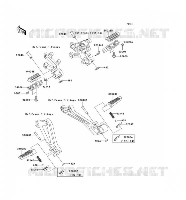 REPOSE PIED Kawasaki MOTOS 1200 2002 NINJA ZX-12R  ZX1200-B1