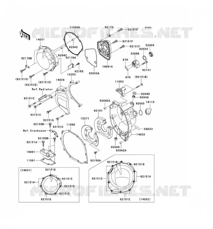 COUVERCLES MOTEUR Kawasaki MOTOS 1200 2006 NINJA ZX-12R  ZX1200B6F