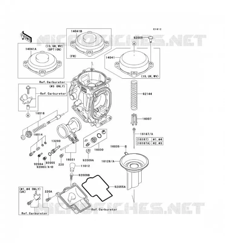 PI&Egrave;CES DE CARBURATEUR Kawasaki MOTOS 1200 2002 ZZR1200  ZX1200-C1H
