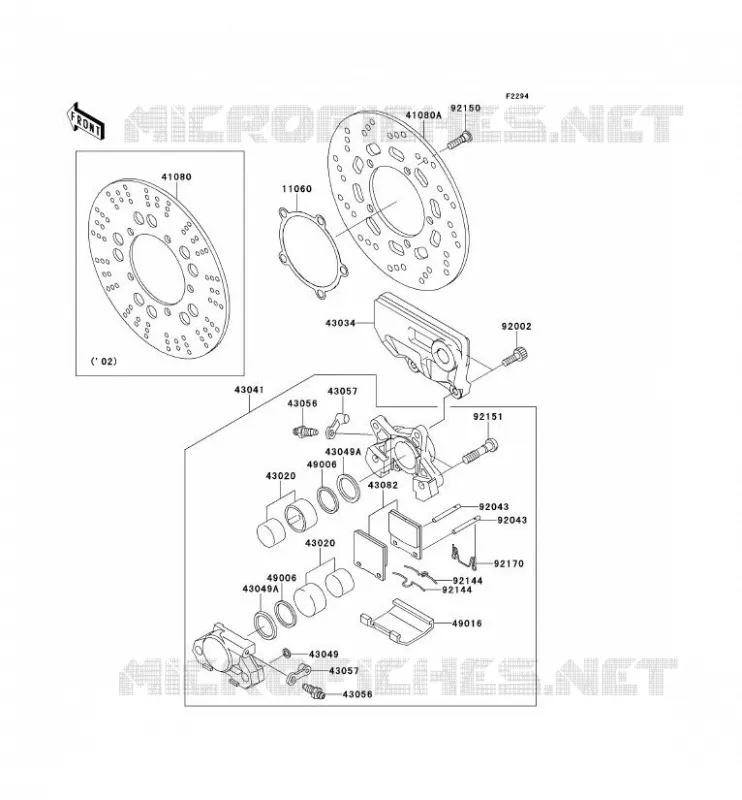 FREIN ARRIERE Kawasaki MOTOS 1200 2002 ZZR1200  ZX1200-C1H