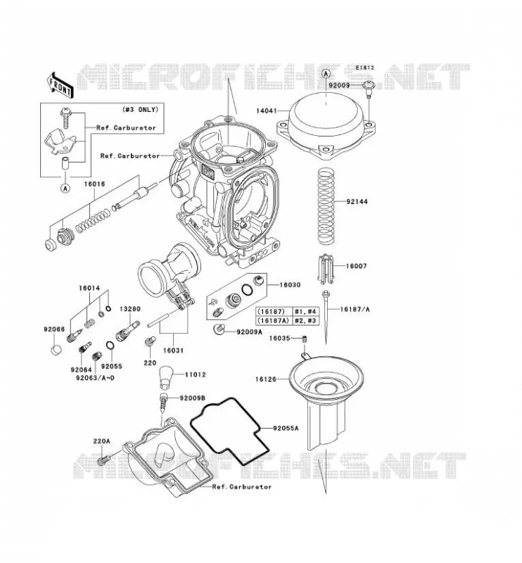 PI&Egrave;CES DE CARBURATEUR Kawasaki MOTOS 1200 2003 ZZR1200  ZX1200-C2
