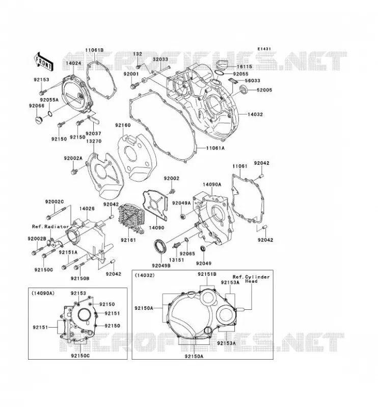 COUVERCLES MOTEUR Kawasaki MOTOS 1200 2003 ZZR1200  ZX1200-C2H