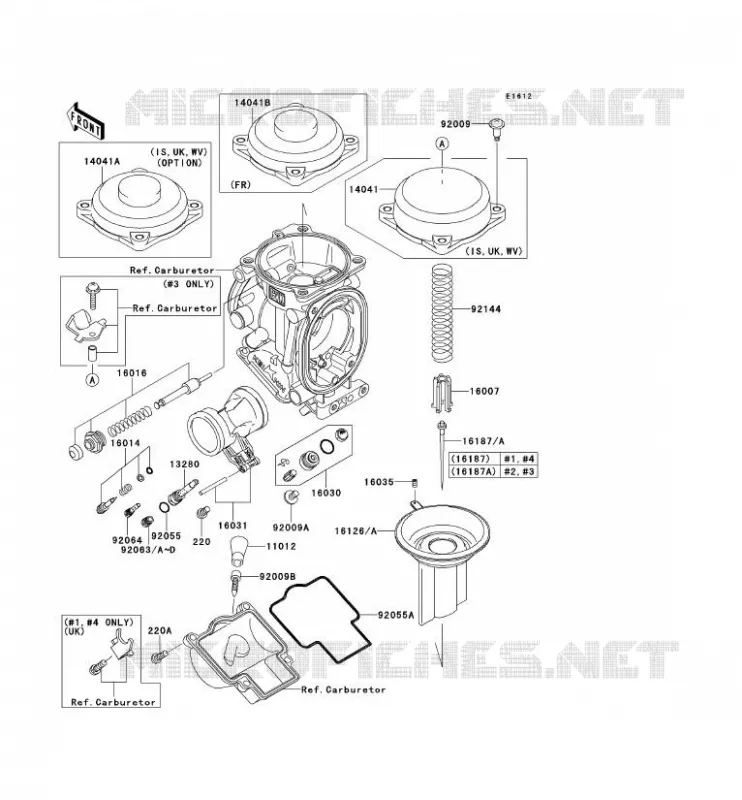 PI&Egrave;CES DE CARBURATEUR Kawasaki MOTOS 1200 2003 ZZR1200  ZX1200-C2H
