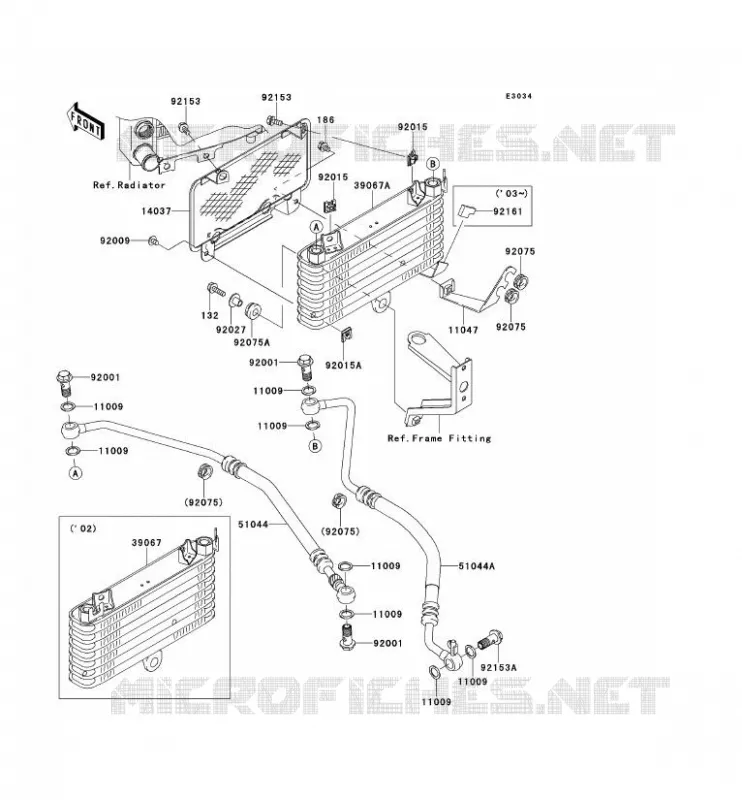 RADIATEUR D'HUILE Kawasaki MOTOS 1200 2003 ZZR1200  ZX1200-C2H