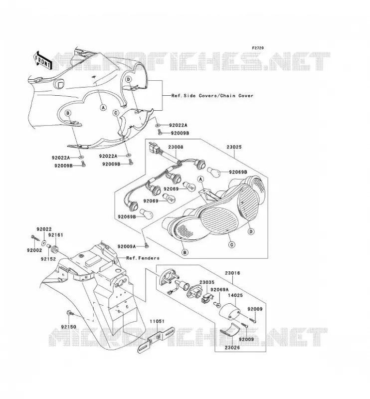 FEUX ARRI&Egrave;RE(S) Kawasaki MOTOS 1200 2003 ZZR1200  ZX1200-C2H