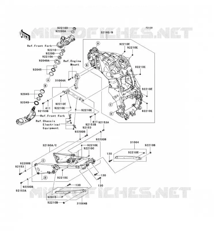 CH&Acirc;SSIS Kawasaki MOTOS 1400 2007 ZZR1400  ZX1400A7F
