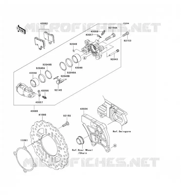 FREIN ARRIERE Kawasaki MOTOS 1400 2007 ZZR1400  ZX1400A7F