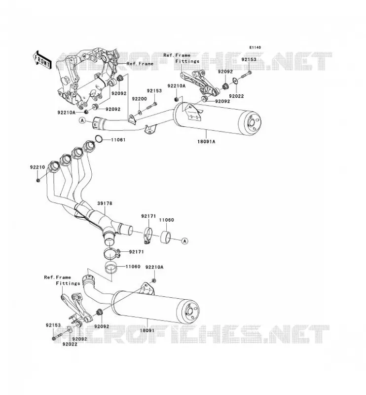 &Eacute;CHAPPEMENT Kawasaki MOTOS 1400 2006 ZZR1400 ABS  ZX1400B6F