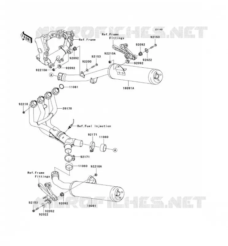 &Eacute;CHAPPEMENT Kawasaki MOTOS 1400 2008 ZZR1400 ABS  ZX1400D8F