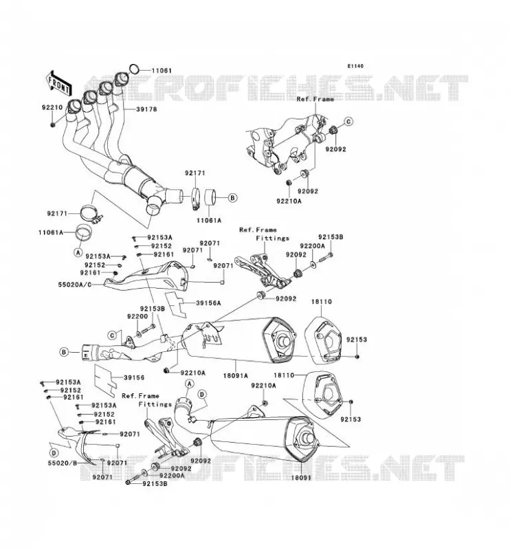 &Eacute;CHAPPEMENT Kawasaki MOTOS 1400 2012 ZZR1400  ZX1400ECF