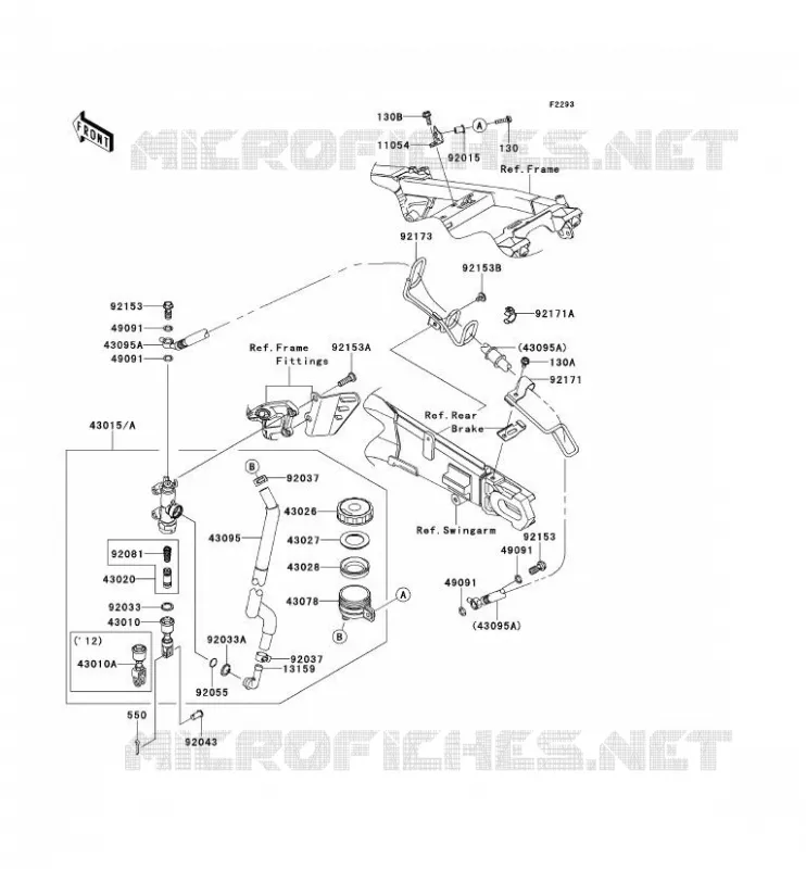 MAITRE CYLINDRE ARRI&Egrave;RE Kawasaki MOTOS 1400 2012 ZZR1400  ZX1400ECFA