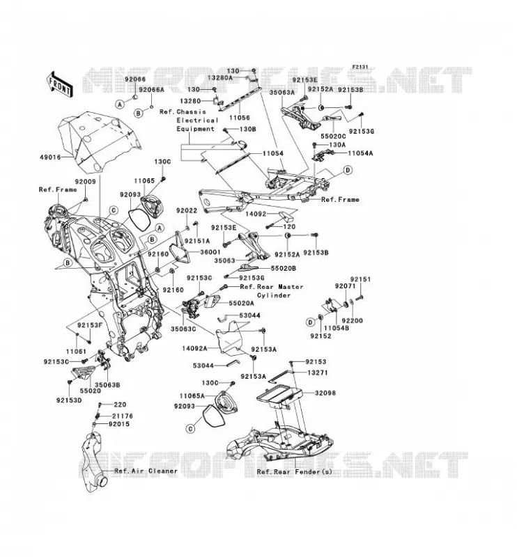 PIECE DE CADRE (COUVERTURE) Kawasaki MOTOS 1400 2012 ZZR1400  ZX1400ECFA