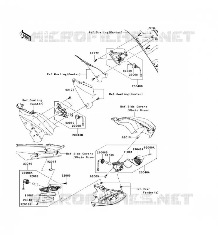 CLIGNOTANTS Kawasaki MOTOS 1400 2013 ZZR1400  ZX1400EDF