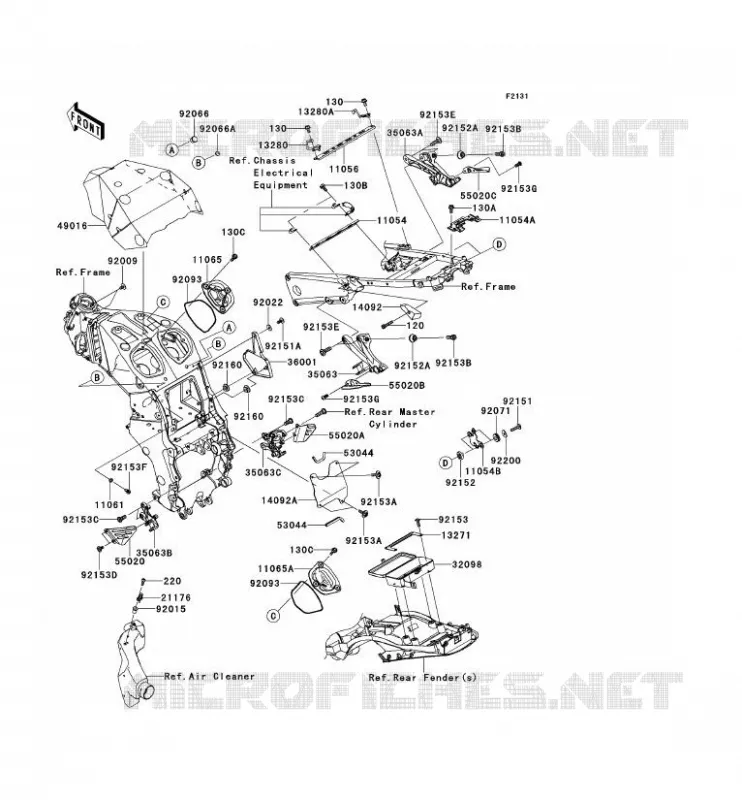 PIECE DE CADRE (COUVERTURE) Kawasaki MOTOS 1400 2013 ZZR1400  ZX1400EDF