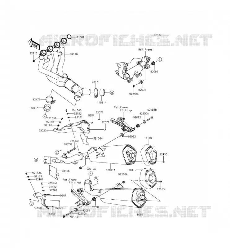 &Eacute;CHAPPEMENT Kawasaki MOTOS 1400 2015 ZZR1400 ABS  ZX1400EFFA