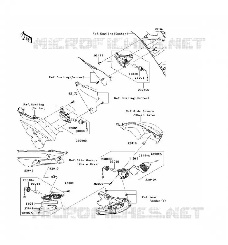 CLIGNOTANTS Kawasaki MOTOS 1400 2012 ZZR1400 ABS  ZX1400FCF