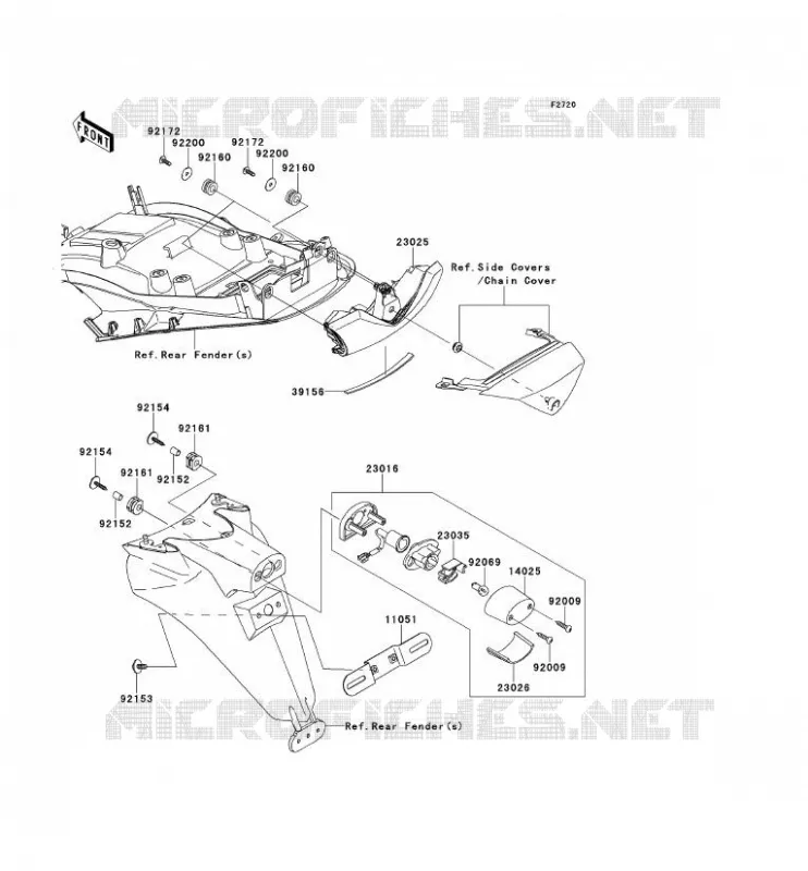 FEUX ARRI&Egrave;RE(S) Kawasaki MOTOS 1400 2012 ZZR1400 ABS  ZX1400FCF