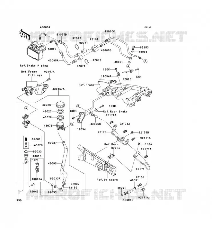 MAITRE CYLINDRE ARRI&Egrave;RE Kawasaki MOTOS 1400 2012 ZZR1400 ABS  ZX1400FCF