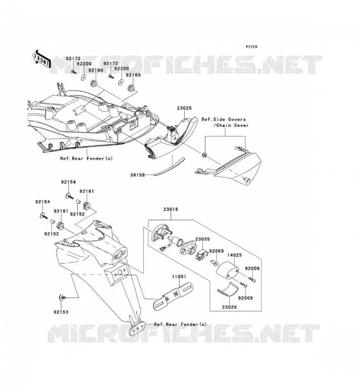 FEUX ARRI&Egrave;RE(S) Kawasaki MOTOS 1400 2012 ZZR1400 ABS  ZX1400FCF