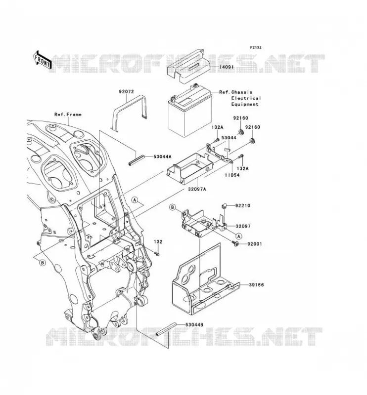 SUPPORT BATTERIE Kawasaki MOTOS 1400 2013 ZZR1400 ABS  ZX1400FDF