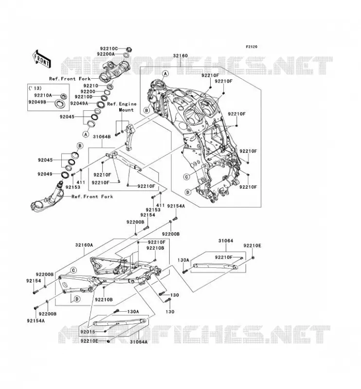 CH&Acirc;SSIS Kawasaki MOTOS 1400 2013 ZZR1400 ABS  ZX1400FDFA