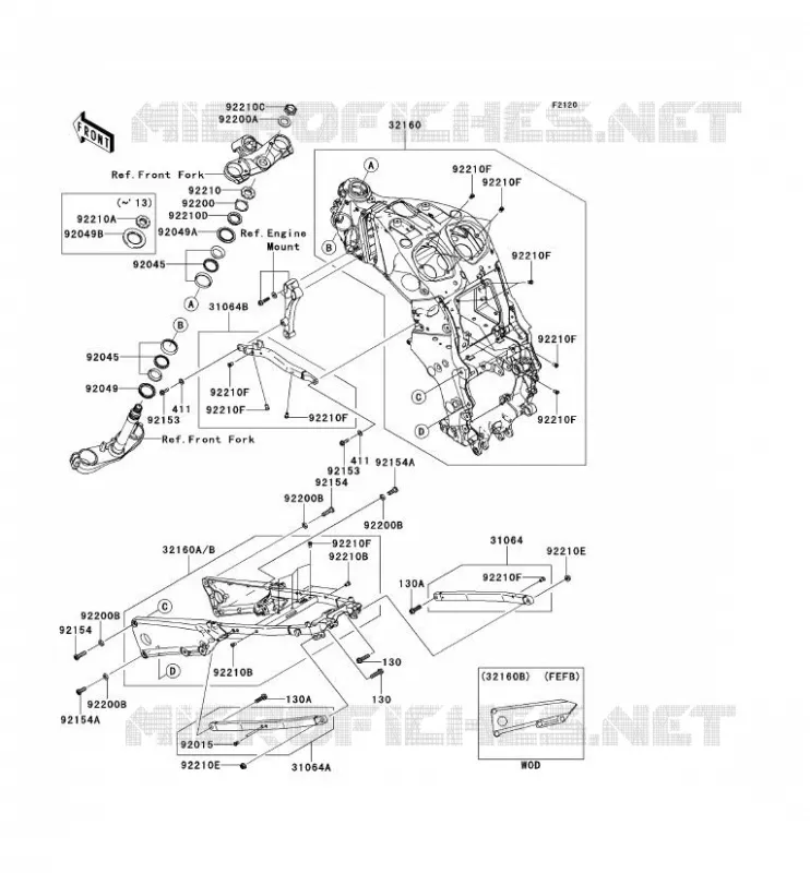 CH&Acirc;SSIS Kawasaki MOTOS 1400 2014 ZZR1400 ABS  ZX1400FEFB