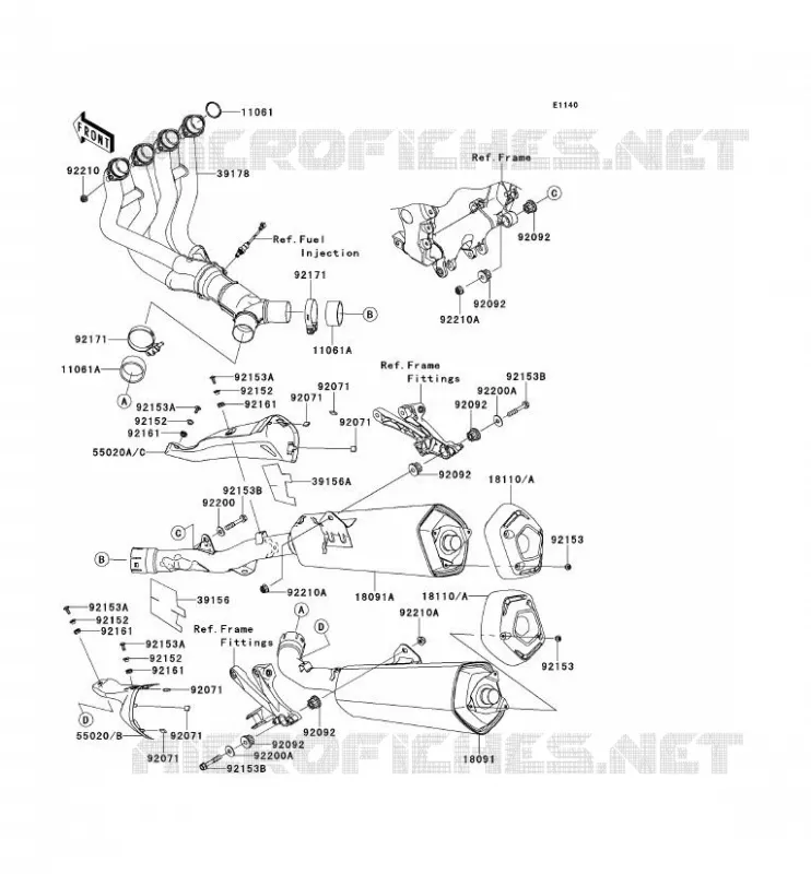 &Eacute;CHAPPEMENT Kawasaki MOTOS 1400 2014 ZZR1400 ABS  ZX1400FEFB
