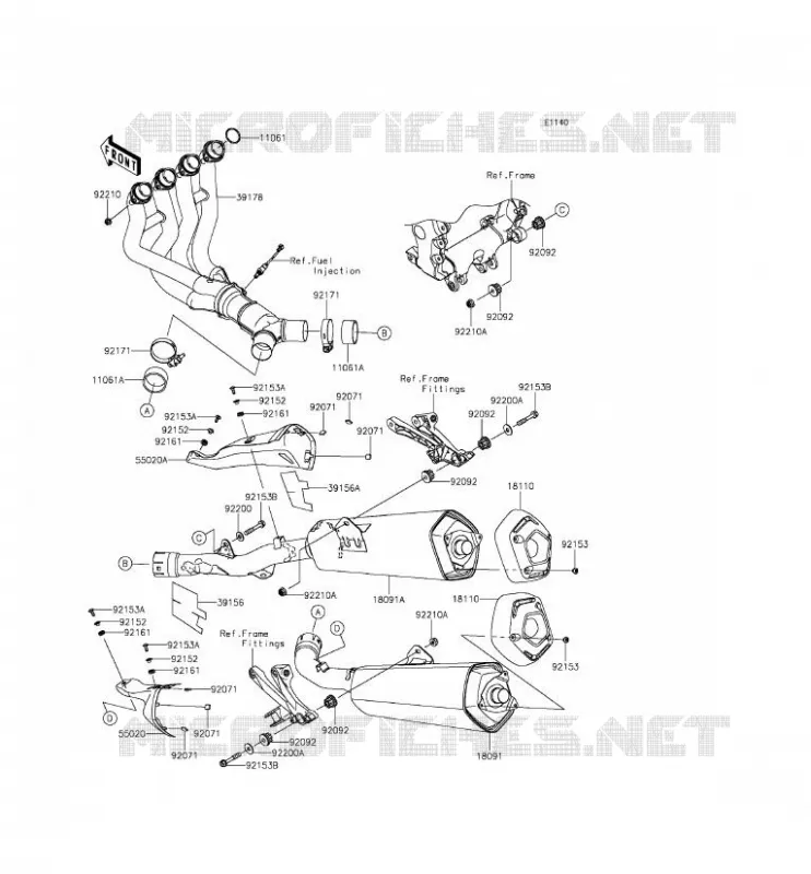 &Eacute;CHAPPEMENT Kawasaki MOTOS 1400 2015 ZZR1400 ABS  ZX1400FFF